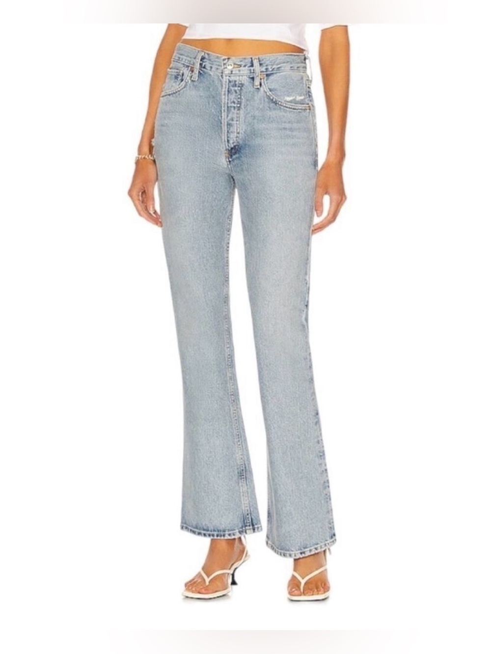 Citizens of Humanity Libby Jeans Bootcut High Rise Light Wash Distressed Sz 25